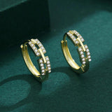 18K Cutout Diamond Earrings for Women - Sterling Silver Jewelry