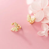 Butterfly Ear Clip Earrings 925 Silver Zircon Wedding Jewelry