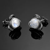 925 Silver Moonstone Stud Earrings for Women