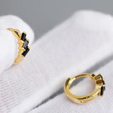 Square Zircon Hoop Earrings 925 Silver Gothic Punk Jewelry