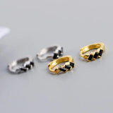 Square Zircon Hoop Earrings 925 Silver Gothic Punk Jewelry
