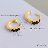 Square Zircon Hoop Earrings 925 Silver Gothic Punk Jewelry