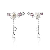 Zircon Flower Dangle Drop Earrings 925 Sterling Tassel Birthday Gift