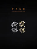925 Silver Life Tree Stud Earrings Sparkling 14k Plated Studs Party Jewelry