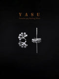 925 Silver Life Tree Stud Earrings Sparkling 14k Plated Studs Party Jewelry