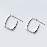 925 Silver Square Hoop Earrings, Geometric Ear Jewelry