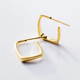 925 Silver Square Hoop Earrings, Geometric Ear Jewelry