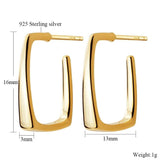 925 Silver Square Hoop Earrings, Geometric Ear Jewelry