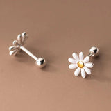 925 Silver Sun Flower Earrings for Women Gift Dainty Small Delicate