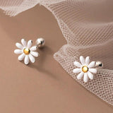 925 Silver Sun Flower Earrings for Women Gift Dainty Small Delicate
