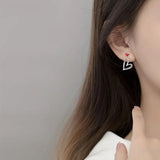 Love Heart Dangle Earrings, 925 Sterling Silver Tassel Statement Earrings