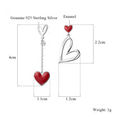 Love Heart Dangle Earrings, 925 Sterling Silver Tassel Statement Earrings