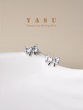 S925 Bowknot Stud Earrings Crystal Wedding Jewelry