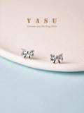 S925 Bowknot Stud Earrings Crystal Wedding Jewelry
