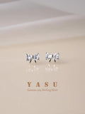 S925 Bowknot Stud Earrings Crystal Wedding Jewelry