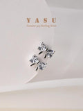 S925 Bowknot Stud Earrings Crystal Wedding Jewelry
