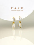 Yasu 925 Sterling Silver Plating 14k Geometric Square Stud Earrings