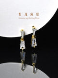 Yasu 925 Sterling Silver Plating 14k Geometric Square Stud Earrings