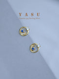 Yasu 925 Silver Sapphire Earrings Moonship Studs Sparkling Wedding Jewelry