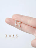 Yasu S925 Sterling Silver Crystal Water Drop Earrings 14k Real Plating