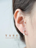 Yasu S925 Sterling Silver Crystal Water Drop Earrings 14k Real Plating