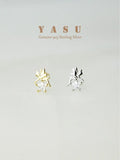 Yasu 925 Silver Star Stud Earrings Zirconia Party Jewelry