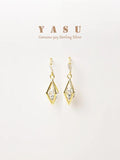 925 Silver Stud Earrings Women Yasu Diamond Hollow Crystal Jewelry