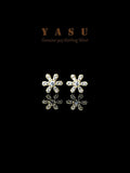 925 Silver Flower Ear Studs 14K Plated Crystal Wedding Jewelry Accessories