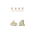 Yasu 925 Silver Fan Zirconia Stud Earrings 14K Plated