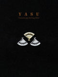 Yasu 925 Silver Fan Zirconia Stud Earrings 14K Plated