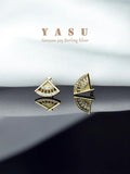 Yasu 925 Silver Fan Zirconia Stud Earrings 14K Plated