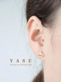 Yasu 925 Silver Fan Zirconia Stud Earrings 14K Plated