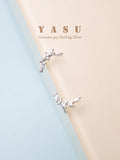 Yasu 925 Sterling Silver Plated Crystal Olive Branch Stud Earrings