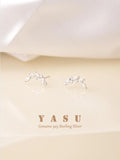 Yasu 925 Sterling Silver Plated Crystal Olive Branch Stud Earrings