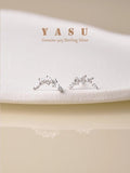Yasu 925 Sterling Silver Plated Crystal Olive Branch Stud Earrings