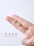 Yasu 925 Sterling Silver Plated Crystal Olive Branch Stud Earrings