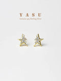 925 Silver Broken Star Stud Earrings Crystal Party Jewelry