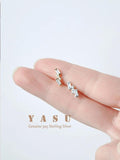 925 Silver Geometric Crystal Stud Earrings for Women