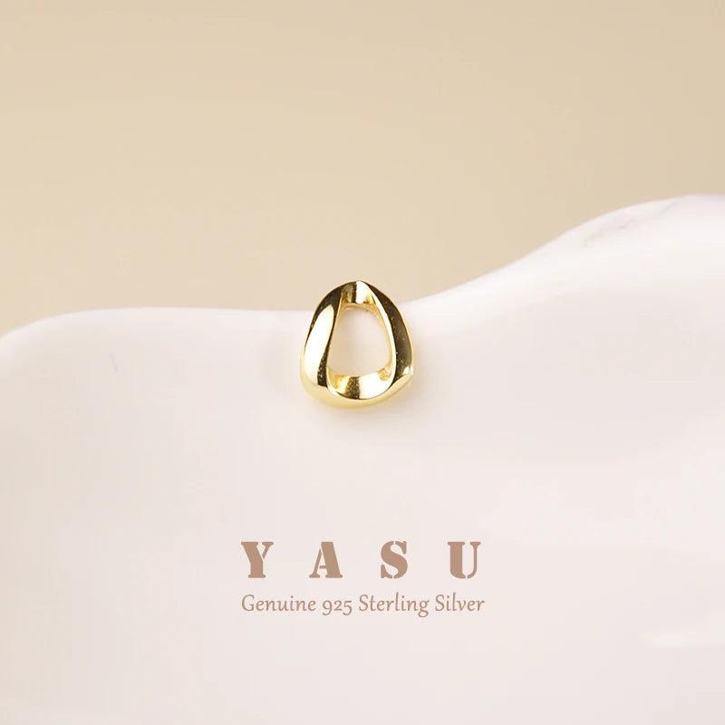925 Silver Triangle Stud Earrings 14k Plated
