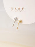 925 Silver Drop Earrings Crystal Water Drop Ear Piercing Yasu Small Jewelry