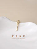 925 Silver Drop Earrings Crystal Water Drop Ear Piercing Yasu Small Jewelry