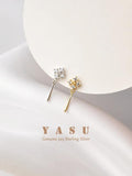 925 Silver Drop Earrings Crystal Water Drop Ear Piercing Yasu Small Jewelry