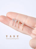 925 Silver Drop Earrings Crystal Water Drop Ear Piercing Yasu Small Jewelry