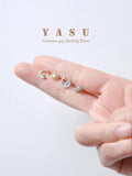925 Silver Sun Moon Stud Earrings 14k Plated Crystal Goddess Jewelry