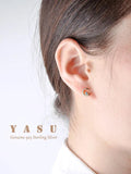 925 Silver Sun Moon Stud Earrings 14k Plated Crystal Goddess Jewelry