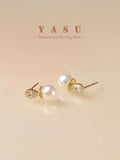 925 Silver Pearl Earrings 18K Plated Wedding Party Jewelry