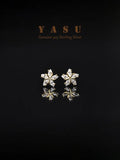 925 Silver Small Stud Earrings Flower Crystal Zirconia Party Jewelry
