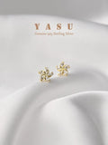 925 Silver Small Stud Earrings Flower Crystal Zirconia Party Jewelry