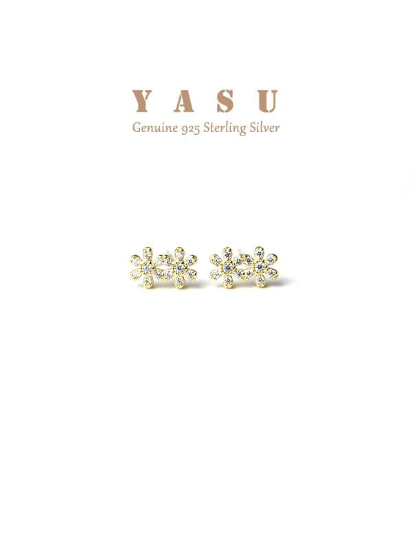 925 Silver Diamond Flower Stud Earrings Birthday Gift