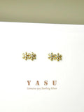 925 Silver Diamond Flower Stud Earrings Birthday Gift